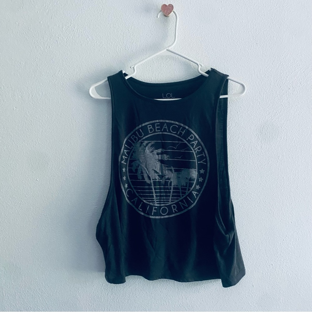 LOL Vintage gray Malibu Beach cropped tank top